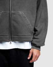 Load image into Gallery viewer, PATCHWORK ZIP HOODIE - WASHED BLACK
