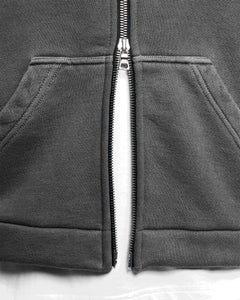 PATCHWORK ZIP HOODIE - WASHED BLACK