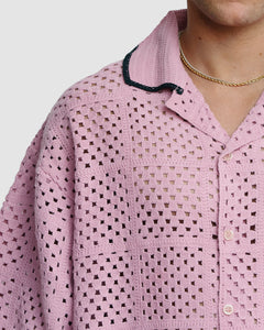 KNITTED CROCHET SHIRT - PINK