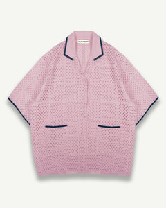 KNITTED CROCHET SHIRT - PINK