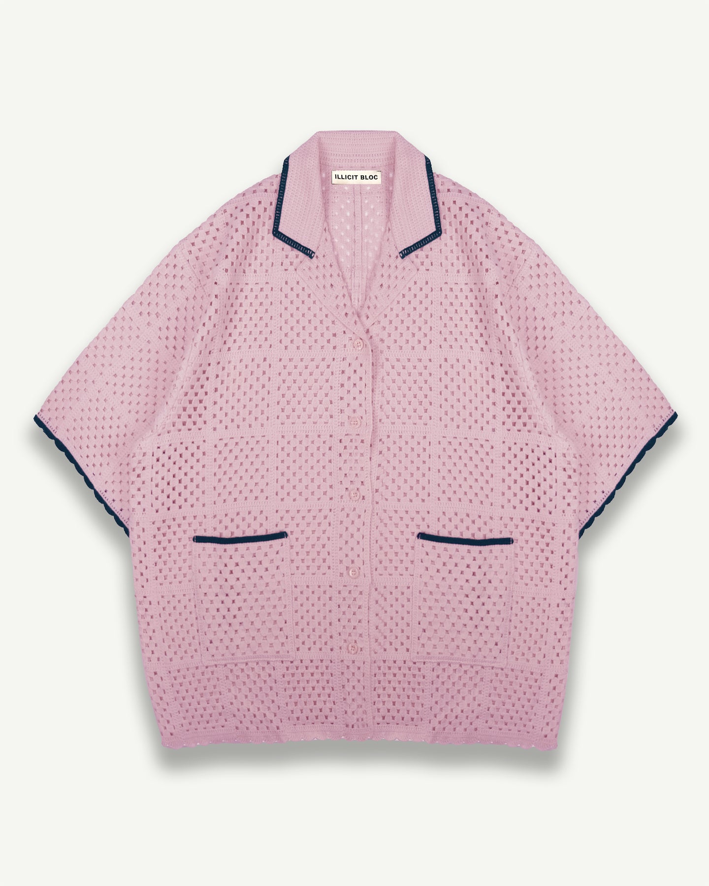 KNITTED CROCHET SHIRT - PINK