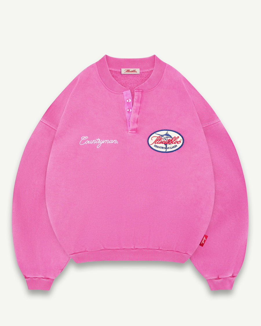 LAKES CREST HENLEY CREWNECK - PINK