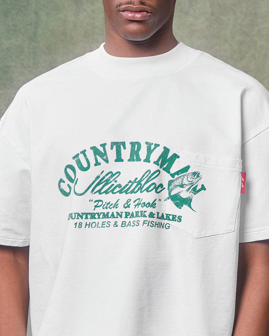 PITCH & HOOK POCKET T-SHIRT - WHITE