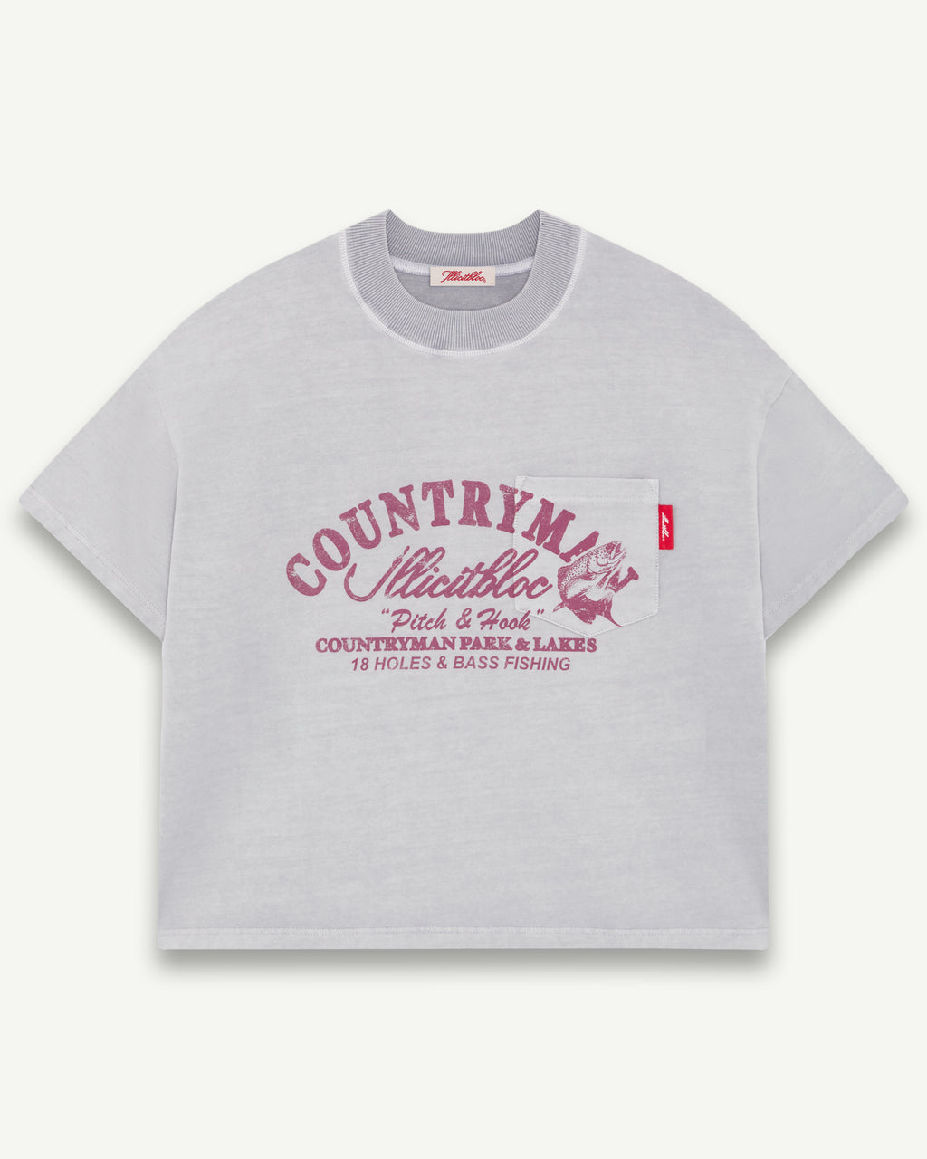 PITCH & HOOK POCKET T-SHIRT - POWDER GREY