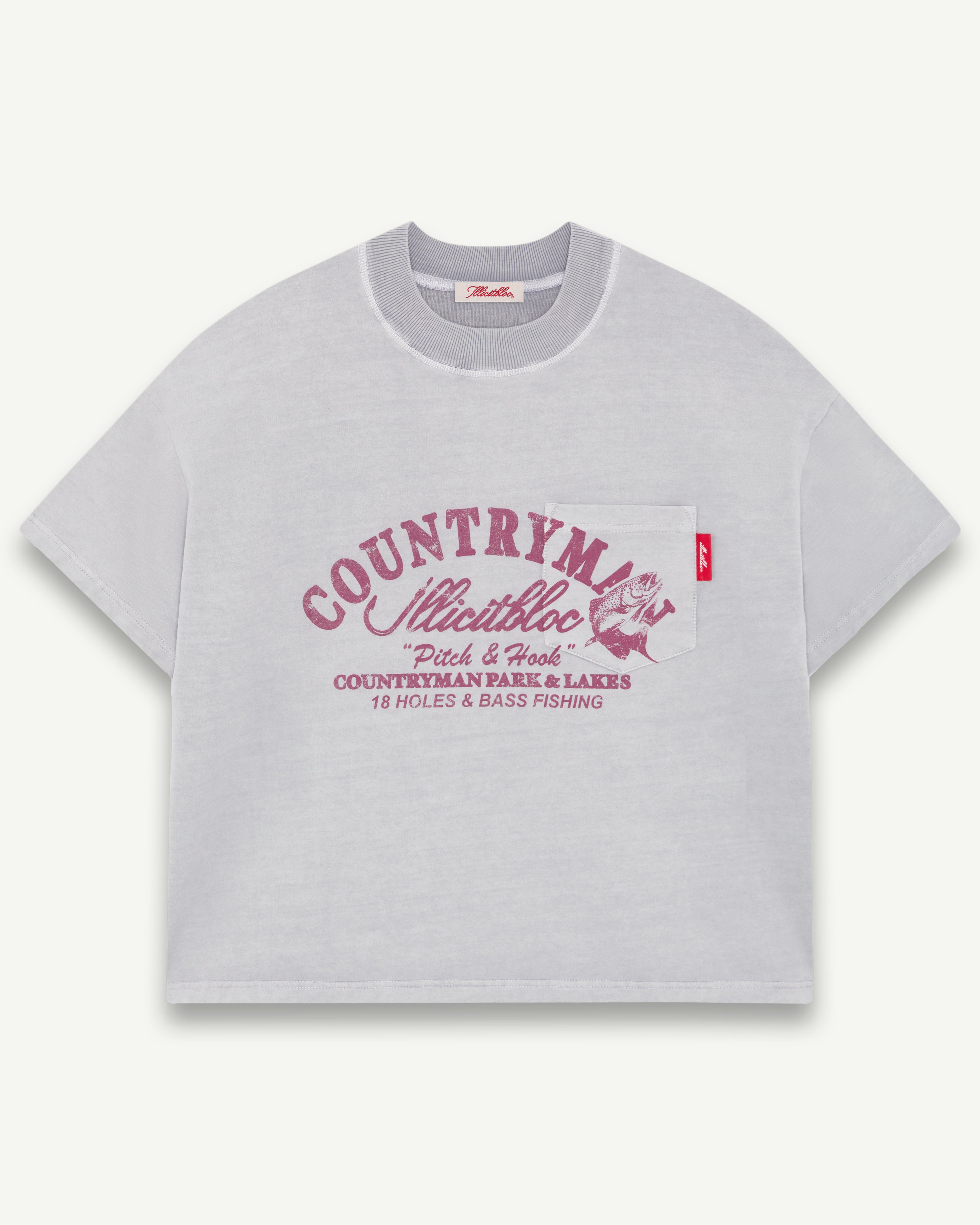 PITCH & HOOK POCKET T-SHIRT - POWDER GREY