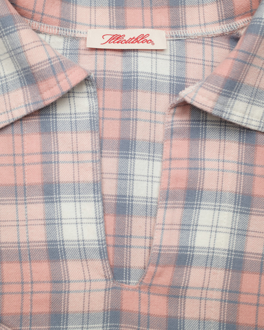 PLAID PULLOVER SHIRT - DUSTY RED
