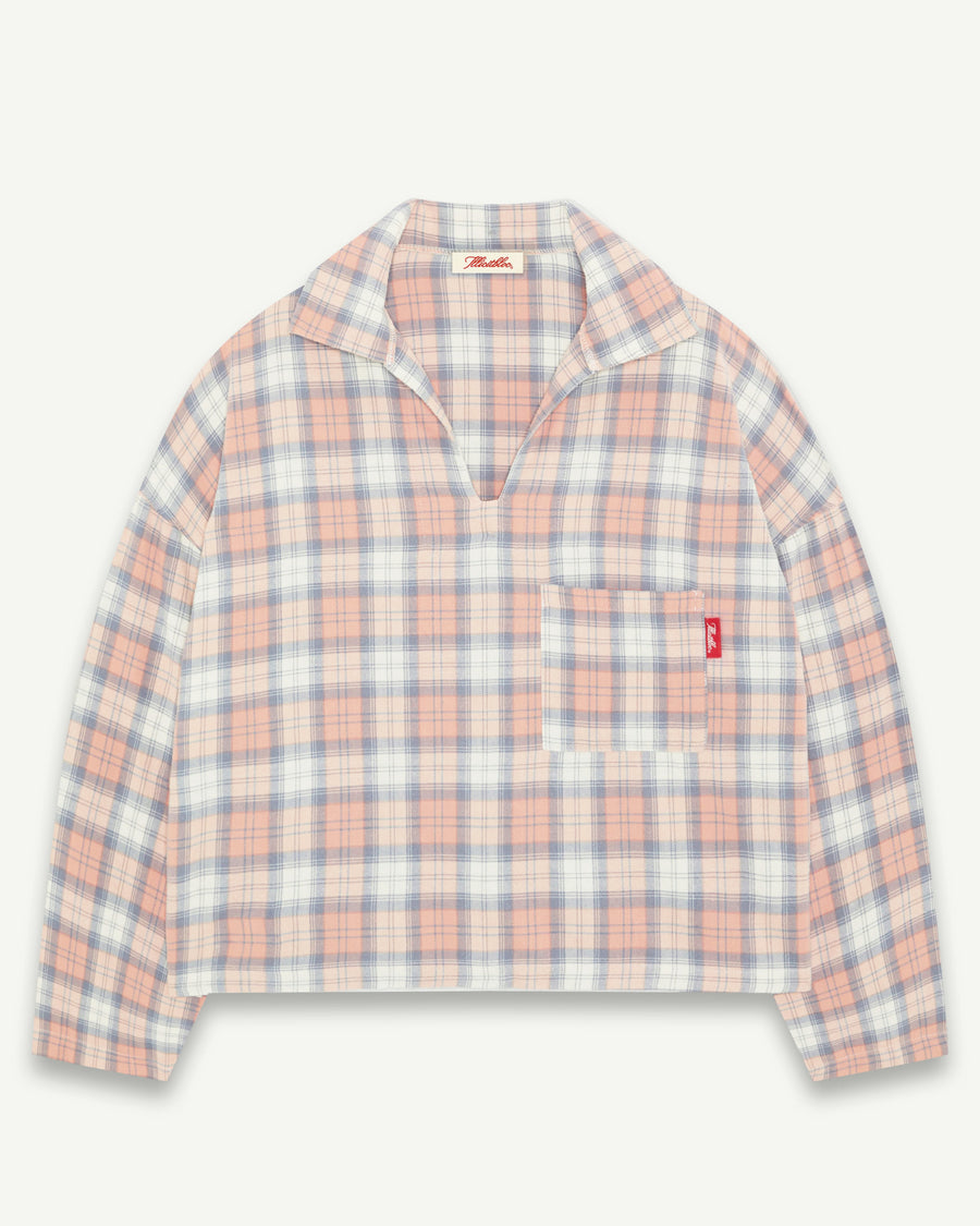 PLAID PULLOVER SHIRT - DUSTY RED