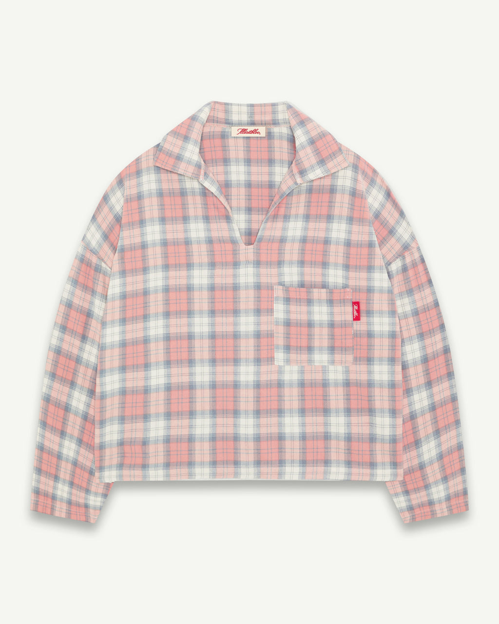 PLAID PULLOVER SHIRT - DUSTY RED
