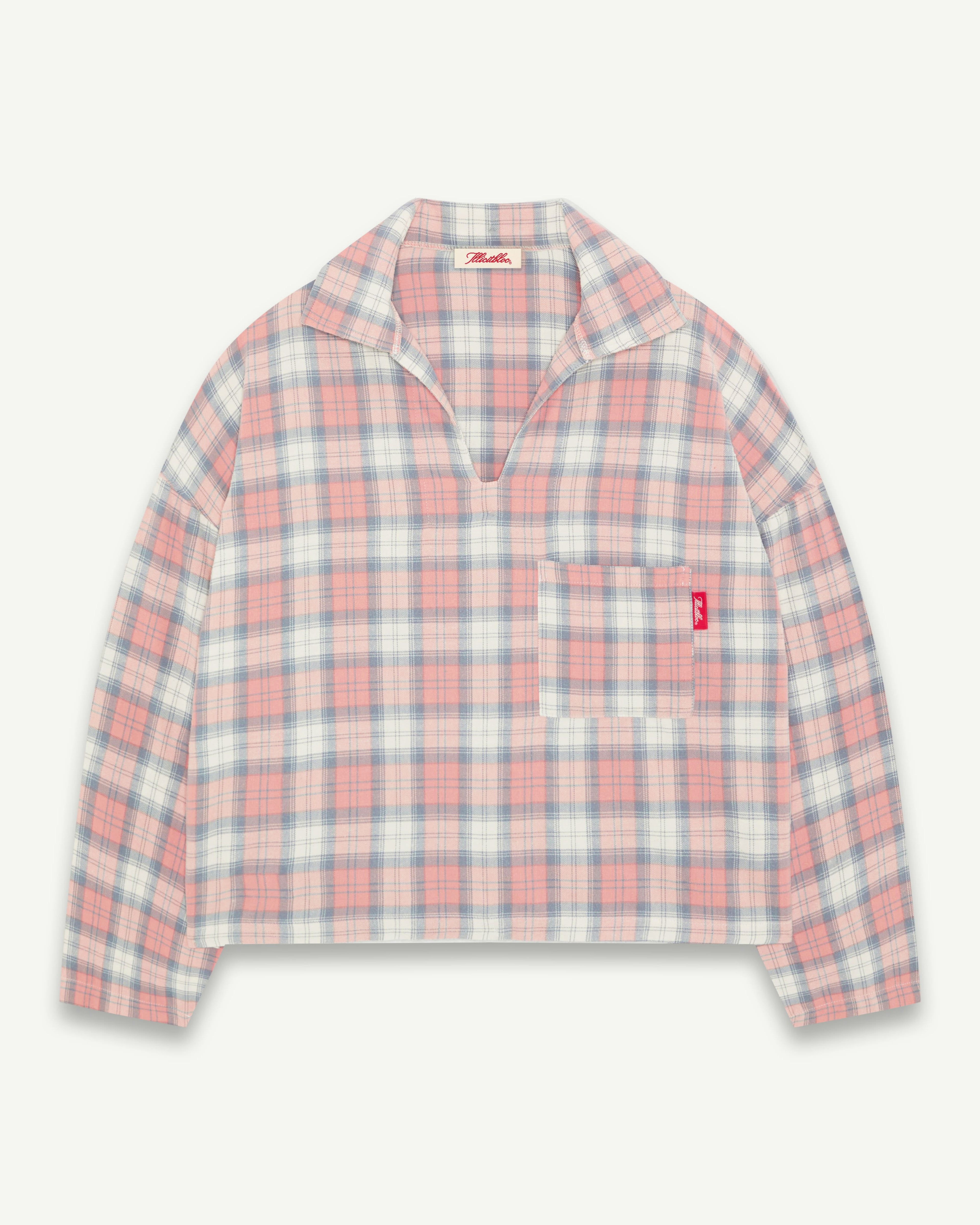 PLAID PULLOVER SHIRT - DUSTY RED