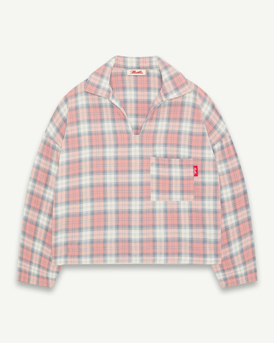 PLAID PULLOVER SHIRT - DUSTY RED