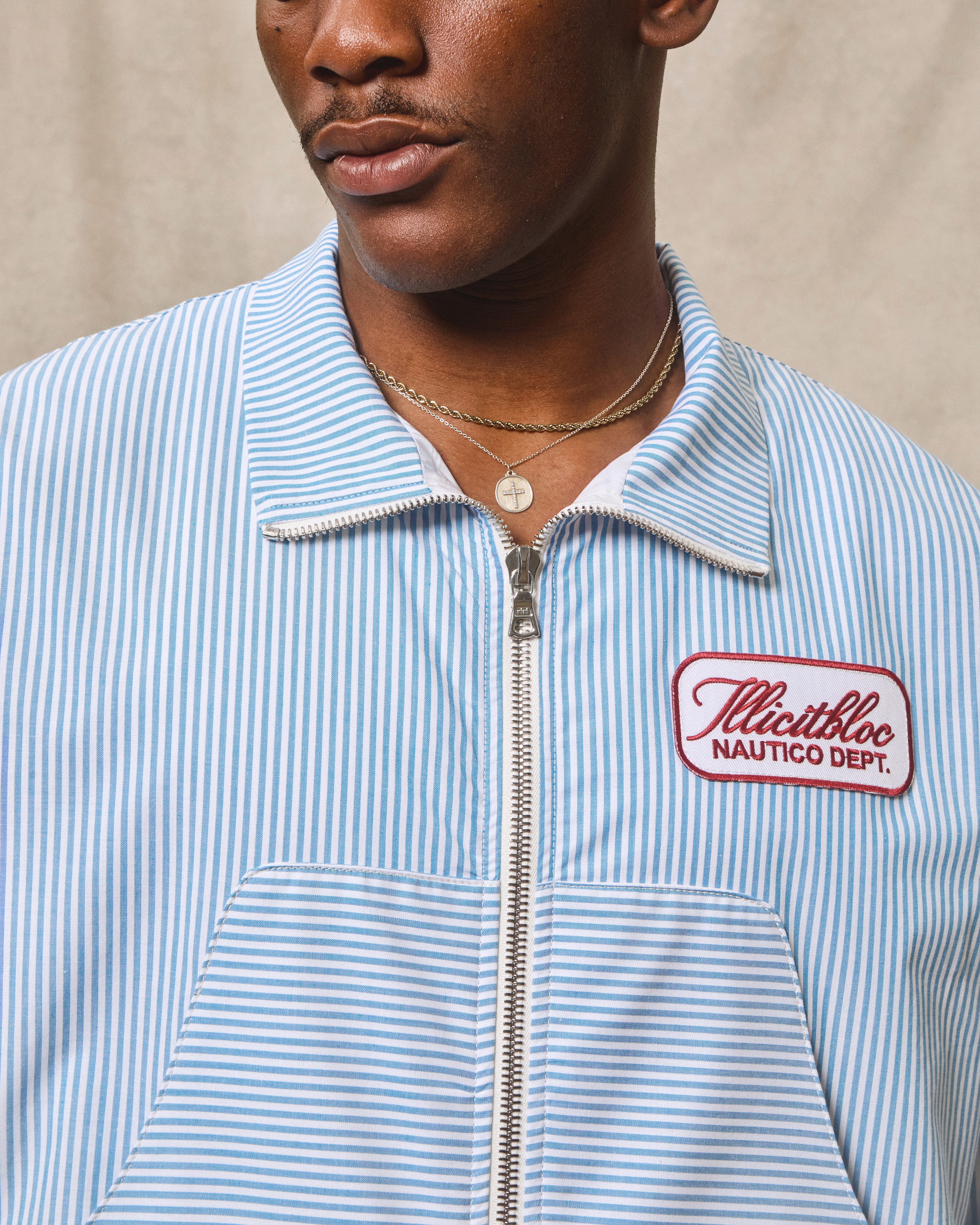 Poplin Dept. Track Jacket - Blue/white