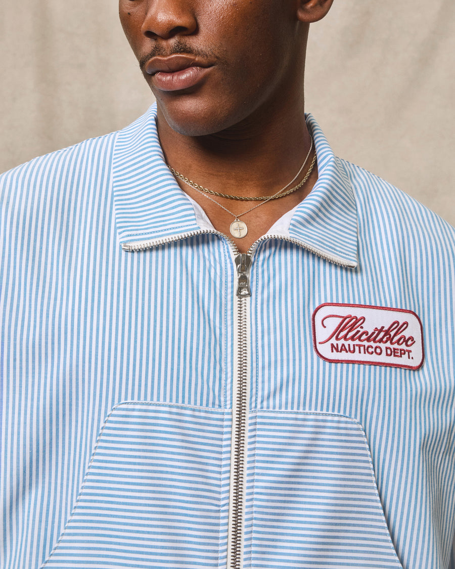 POPLIN DEPT. TRACK JACKET - BLUE/WHITE