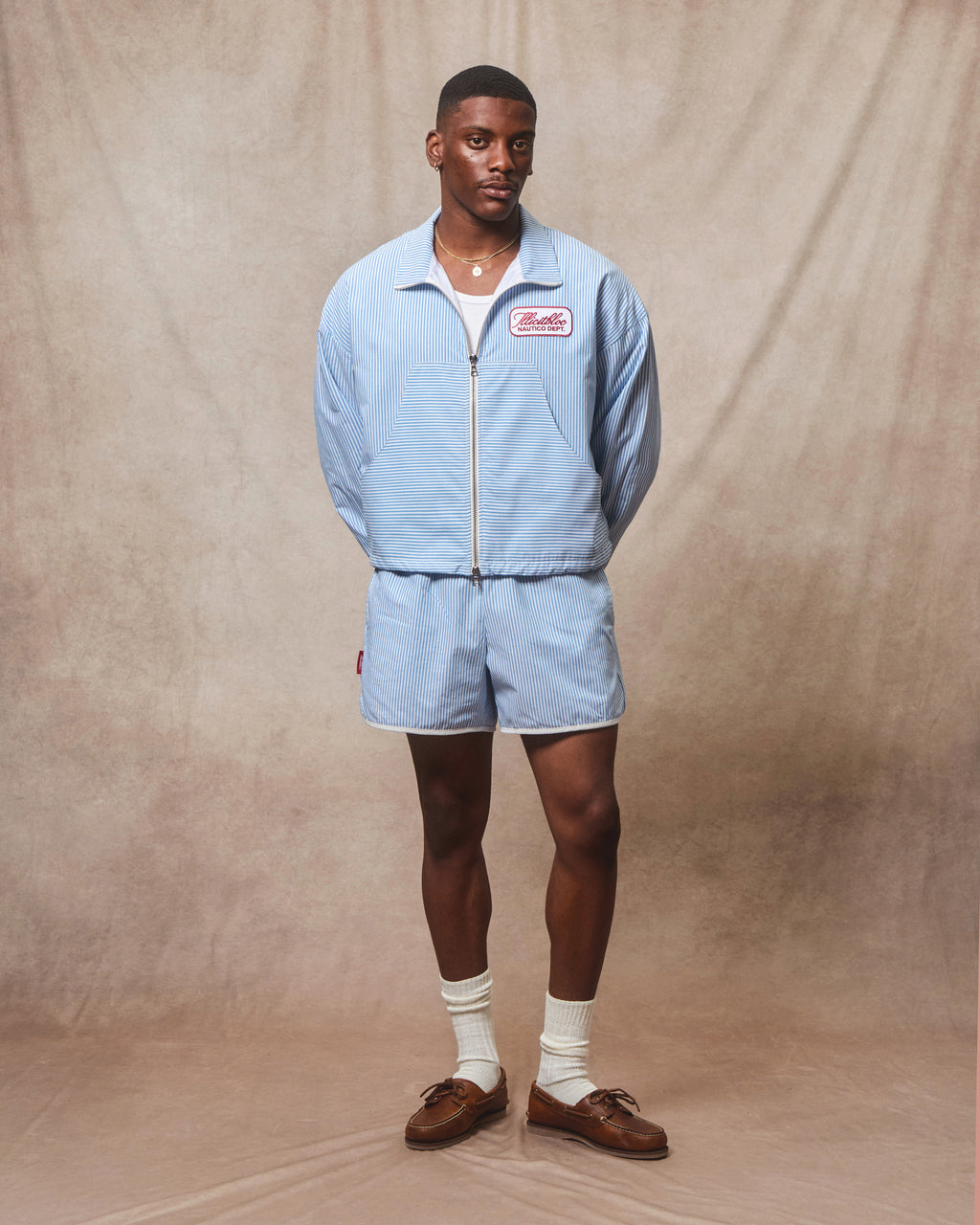 Poplin Dept. Track Jacket - Blue/white