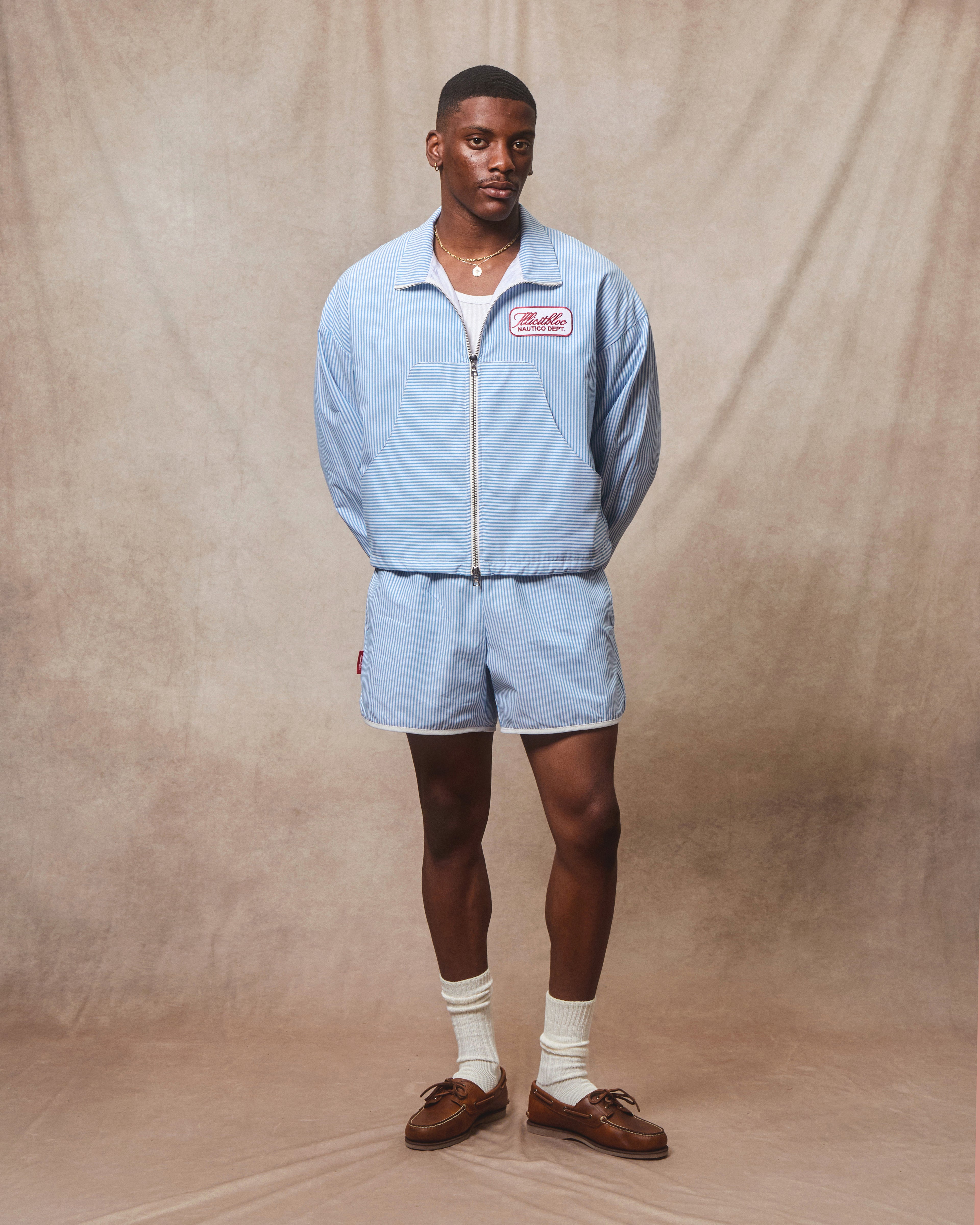Poplin Dept. Track Jacket - Blue/white