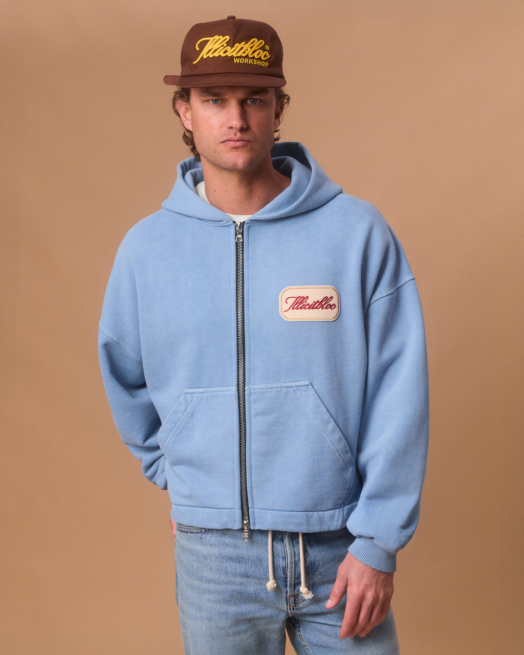 PATCHWORK TITANWEAVE™ ZIP HOODIE - POWDER BLUE