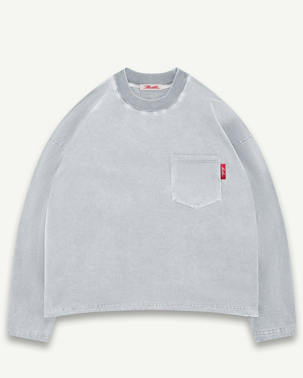 CLASSIC POCKET LONG SLEEVE T-SHIRT - POWDER GREY