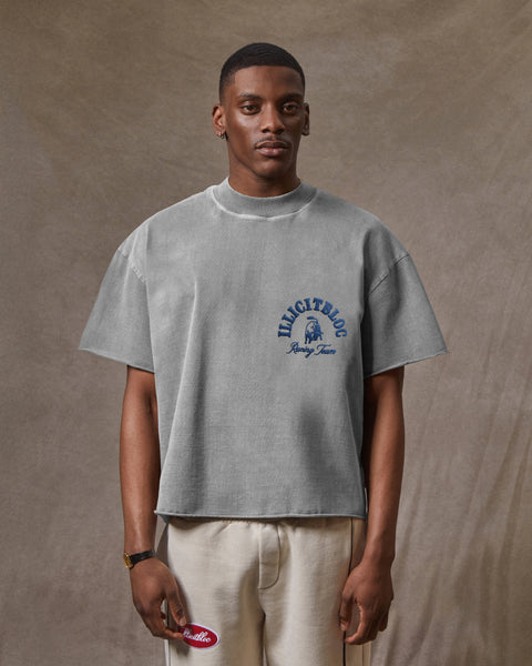 RACING TEAM RAW HEM T-SHIRT - POWDER GREY