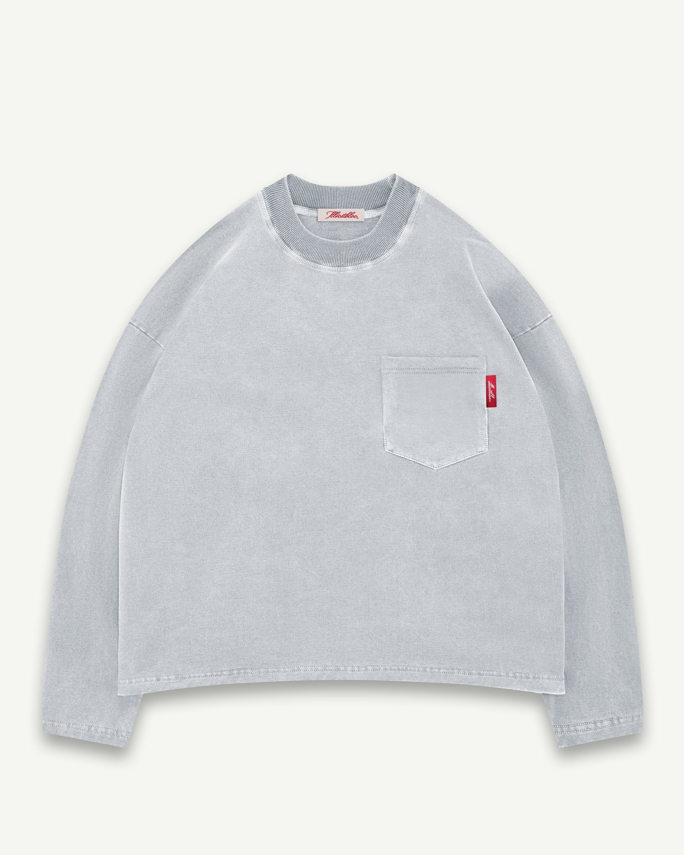 CLASSIC CLOUDWEAVE™ POCKET LONG SLEEVE T-SHIRT - POWDER GREY