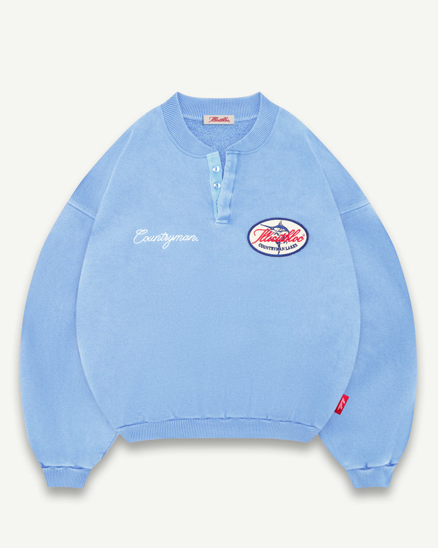 LAKES CREST HENLEY CREWNECK - POWDER BLUE