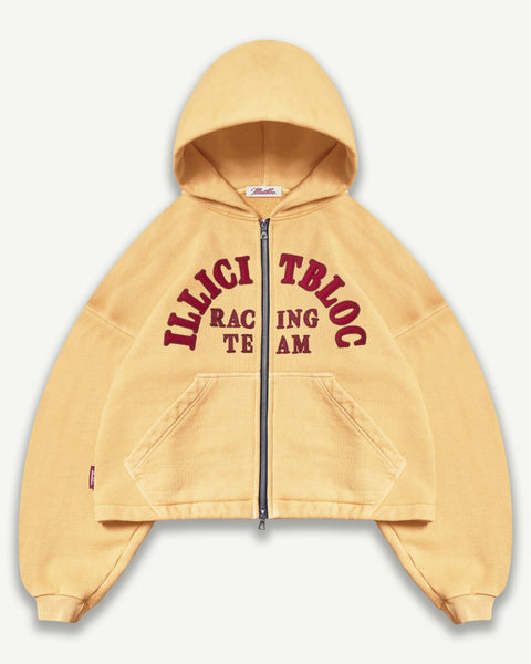 RACING APPLIQUÉ ZIP HOODIE - MIMOSA