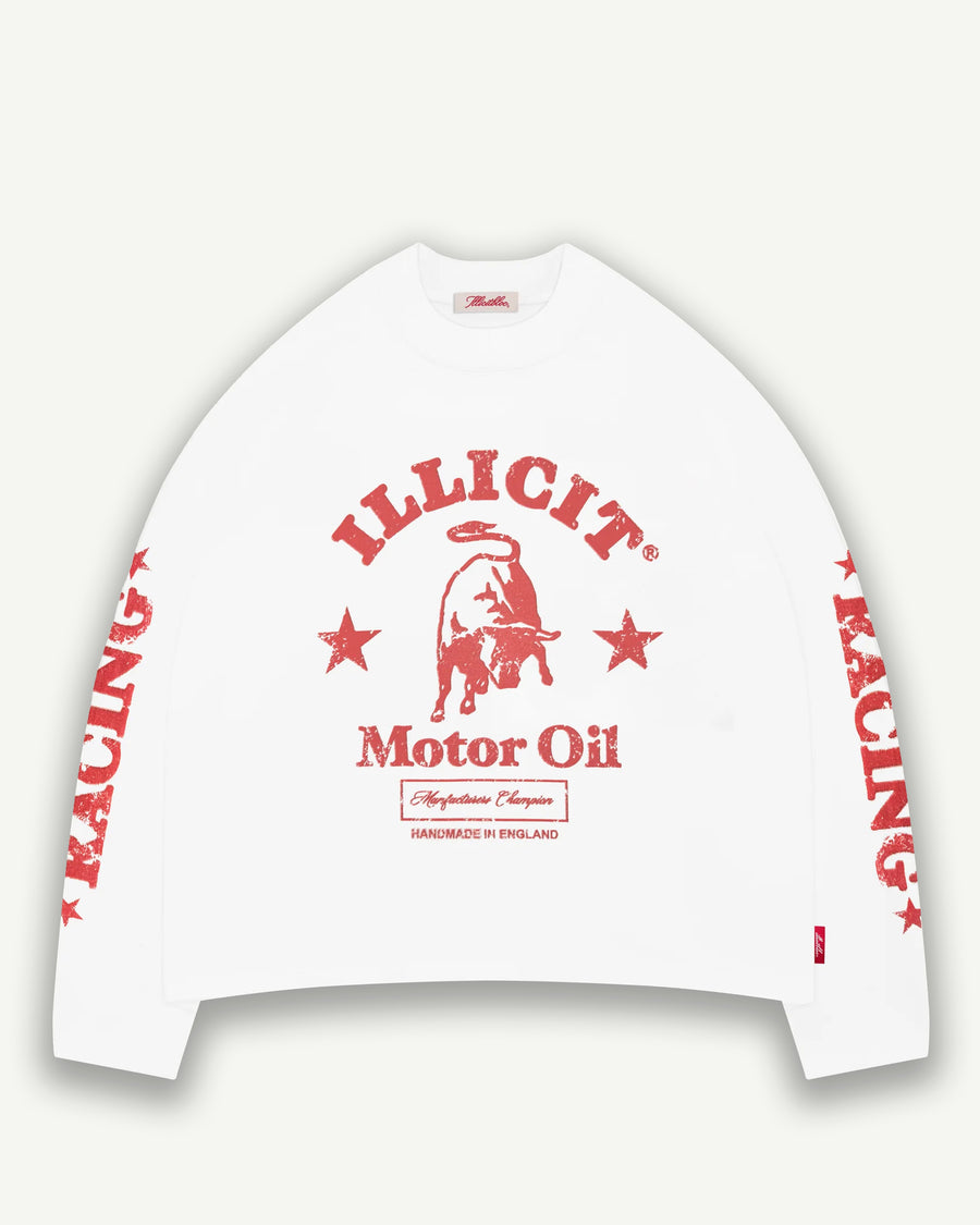 MOTOR OIL CLOUDWEAVE™ LONG SLEEVE T-SHIRT - WHITE