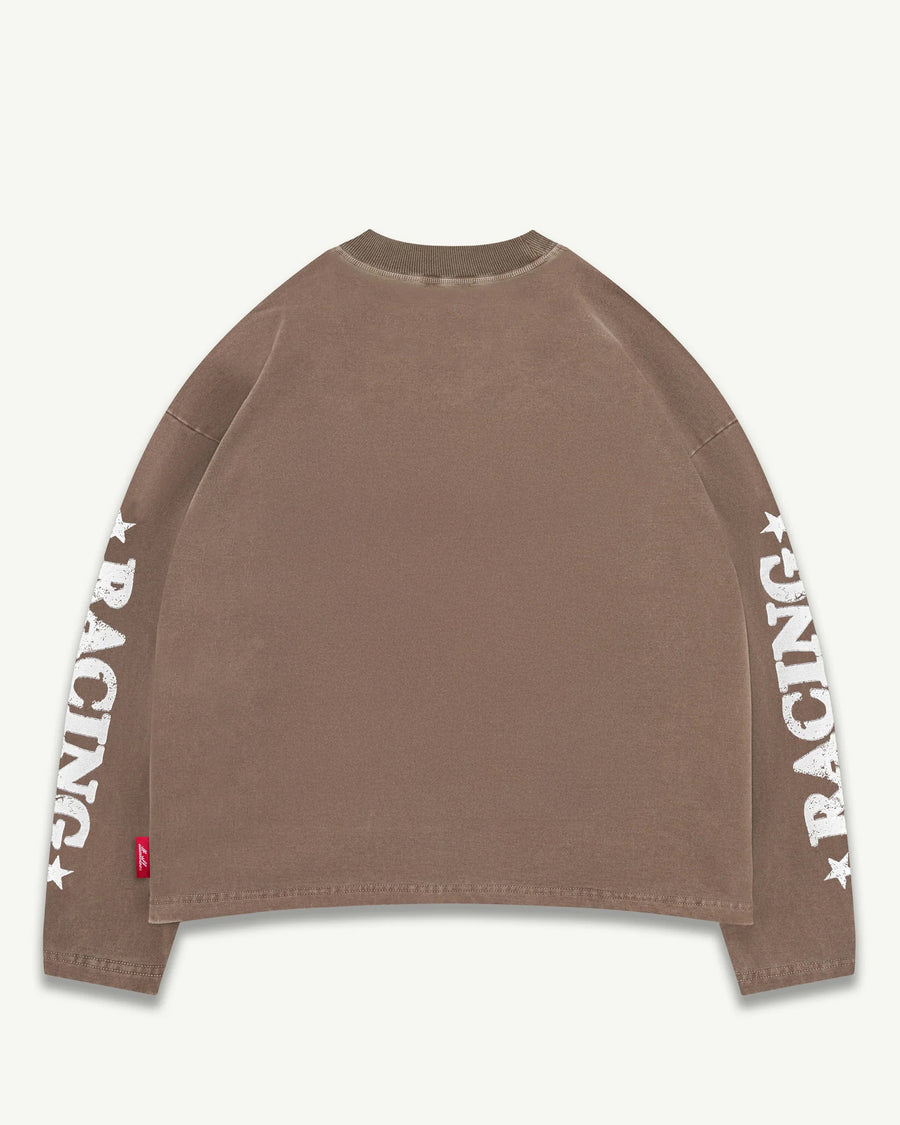 MOTOR OIL CLOUDWEAVE™ LONG SLEEVE T-SHIRT - WASHED BROWN