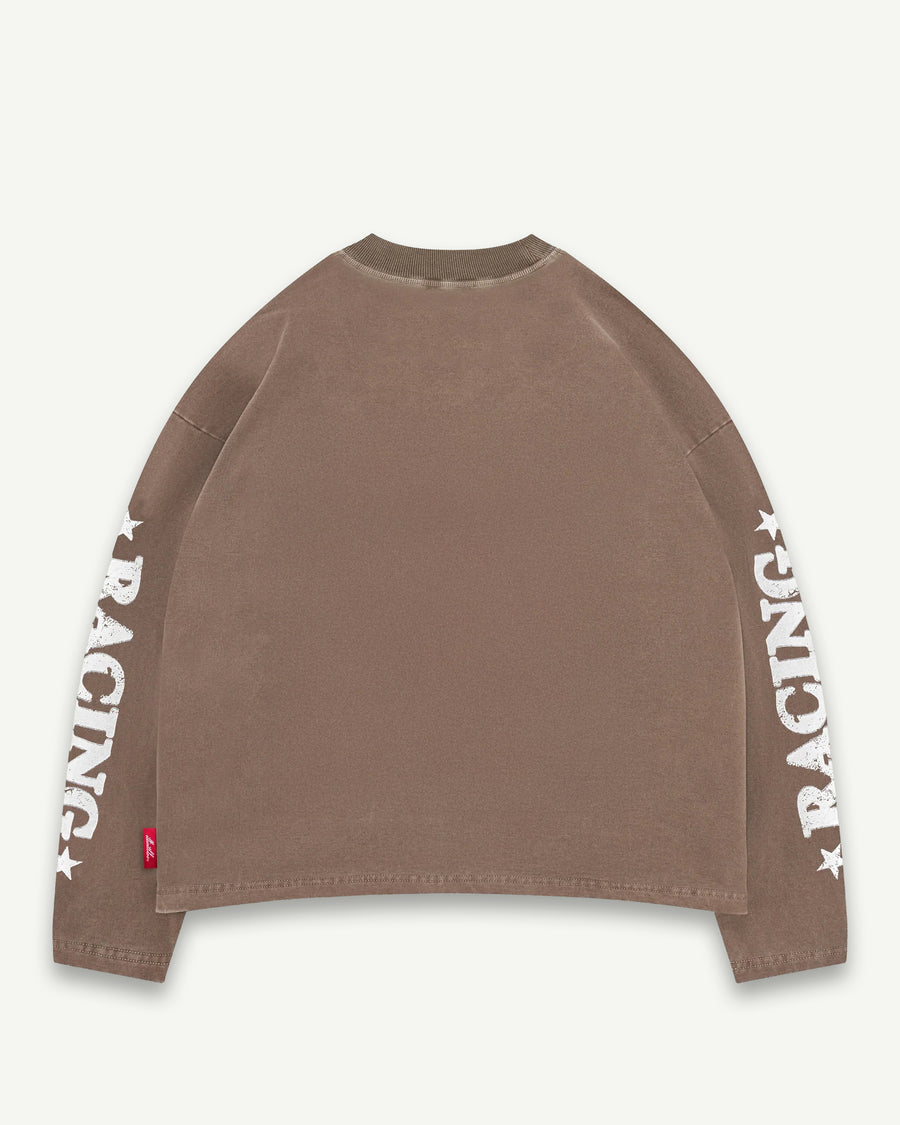 MOTOR OIL CLOUDWEAVE™ LONG SLEEVE T-SHIRT - WASHED BROWN