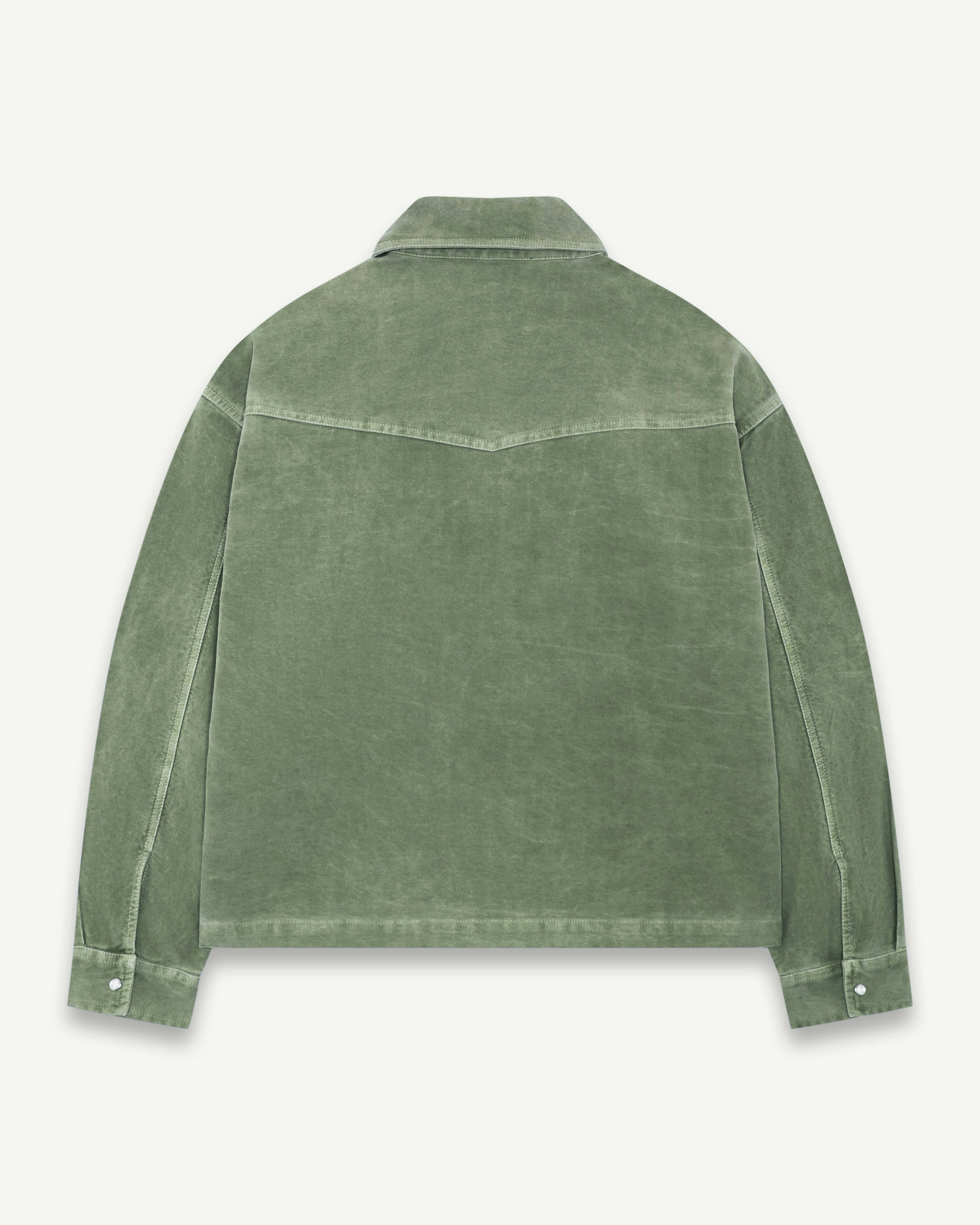 MOLESKIN RANCH STUD SHIRT - MOSS GRAY