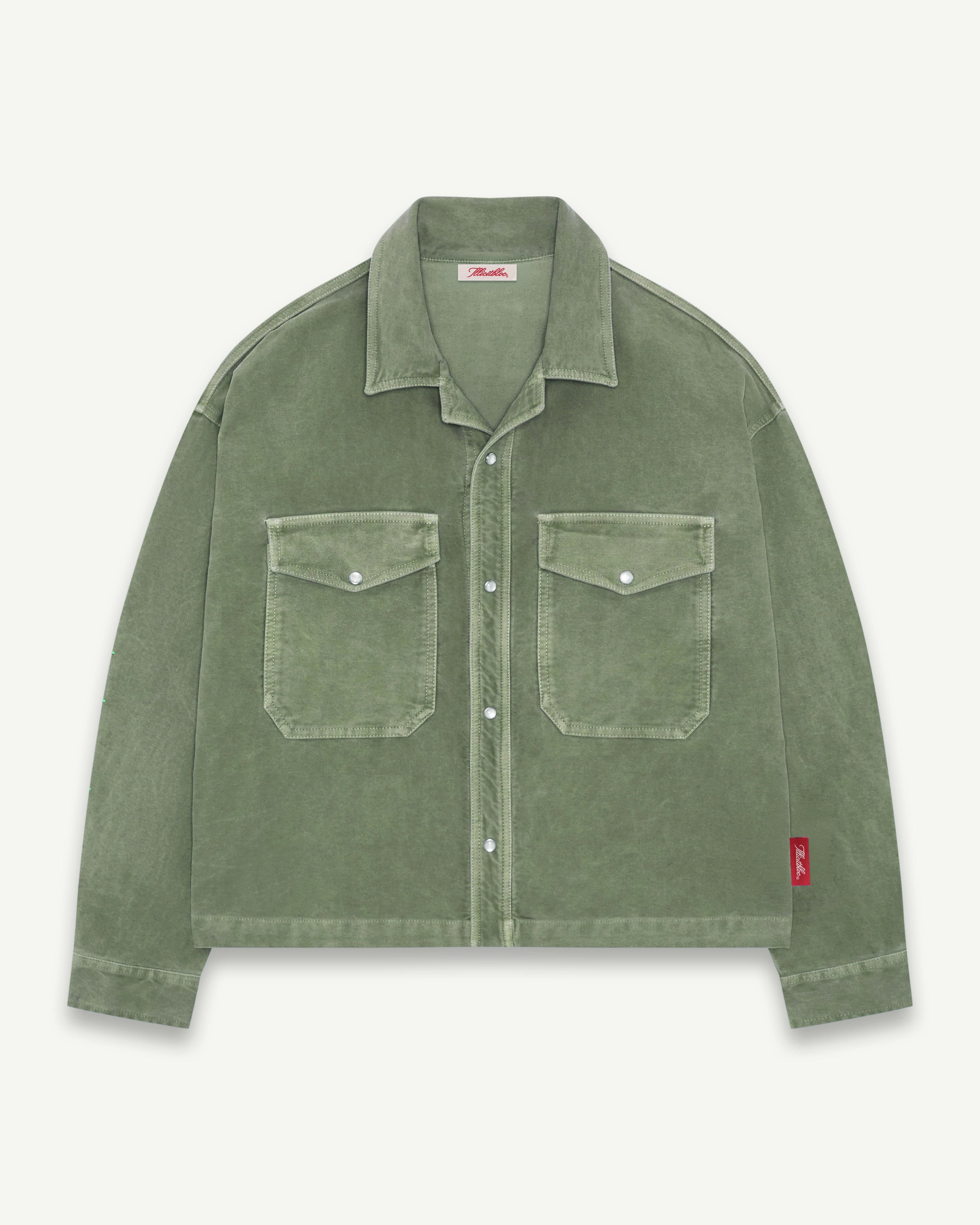 MOLESKIN RANCH STUD SHIRT - MOSS GRAY