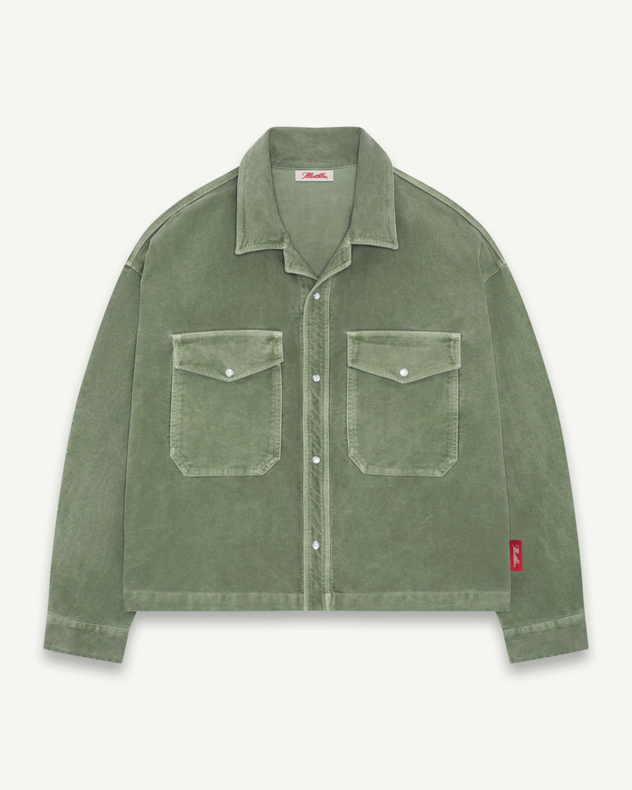 MOLESKIN RANCH STUD SHIRT - MOSS GRAY