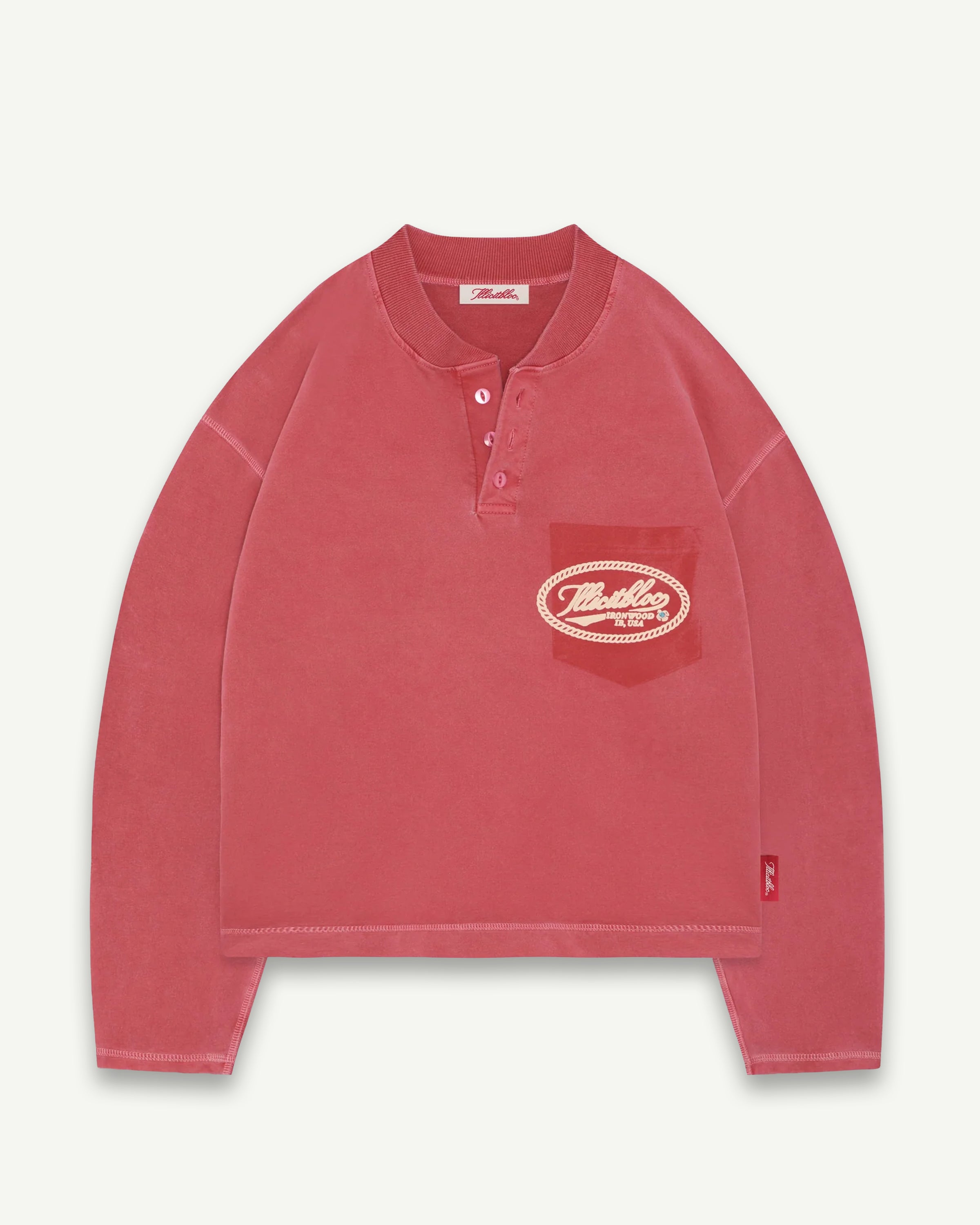 CONCHO CLOUDWEAVE™ HENLEY LONG SLEEVE - CANDY RED