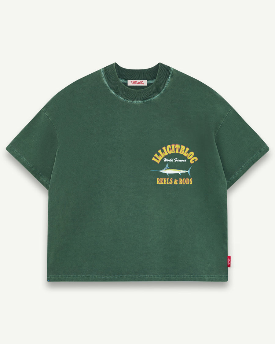 REELS & RODS T-SHIRT - HUNTER GREEN