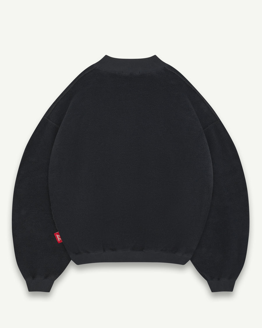 REVERSE SPELLOUT 1/4 ZIP - VINTAGE BLACK