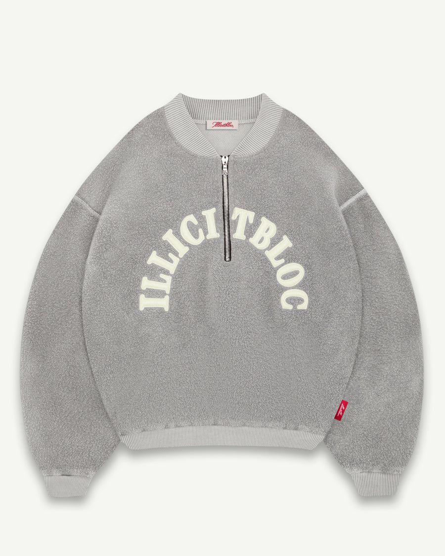 REVERSE SPELLOUT 1/4 ZIP - POWDER GREY