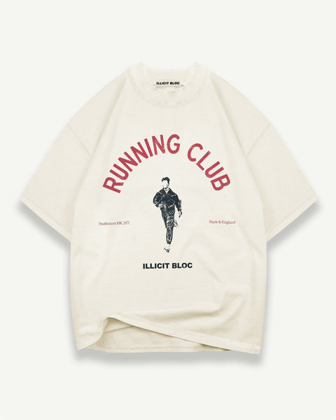 RUNNING CLUB T-SHIRT - OYSTER