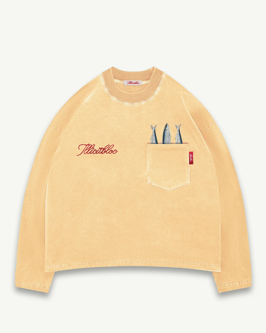 SARDINE CLOUDWEAVE™ POCKET LONG SLEEVE T-SHIRT - MIMOSA