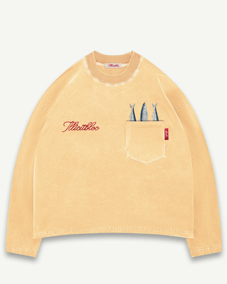 SARDINE POCKET LONG SLEEVE T-SHIRT - MIMOSA