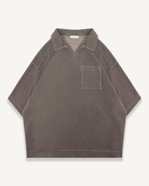 SHORT SLEEVE DRILL TOP - WASHED BROWN