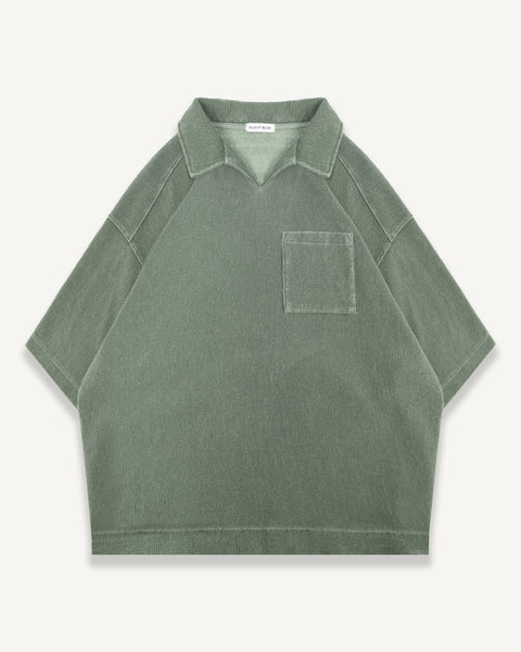 SHORT SLEEVE DRILL TOP - WASHED OLIVE