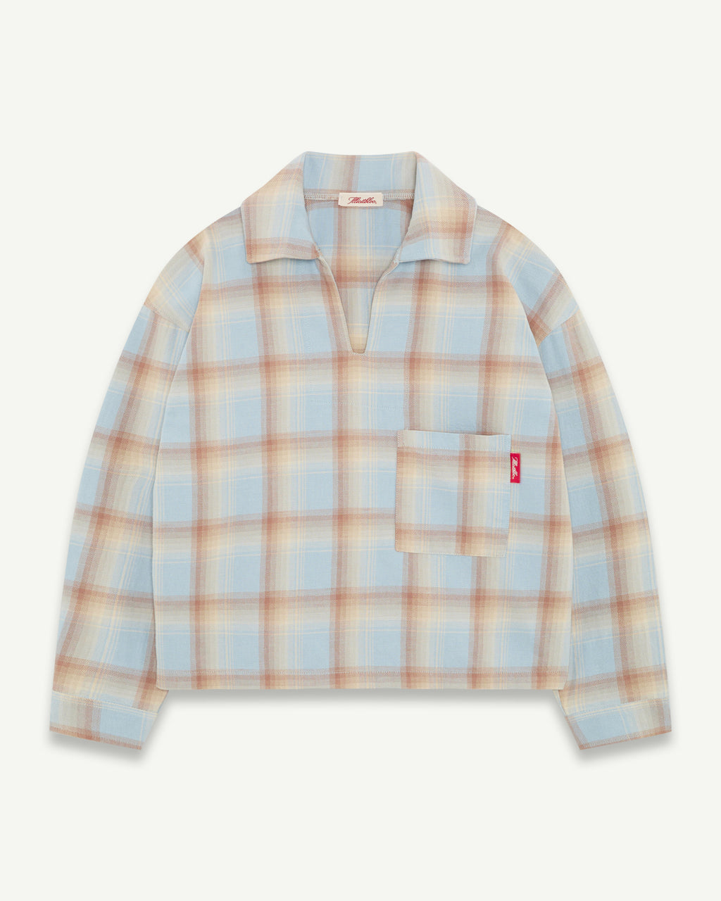 JAPANESE PLAID PULLOVER SHIRT - SKY/TOBACCO OMBRÉ