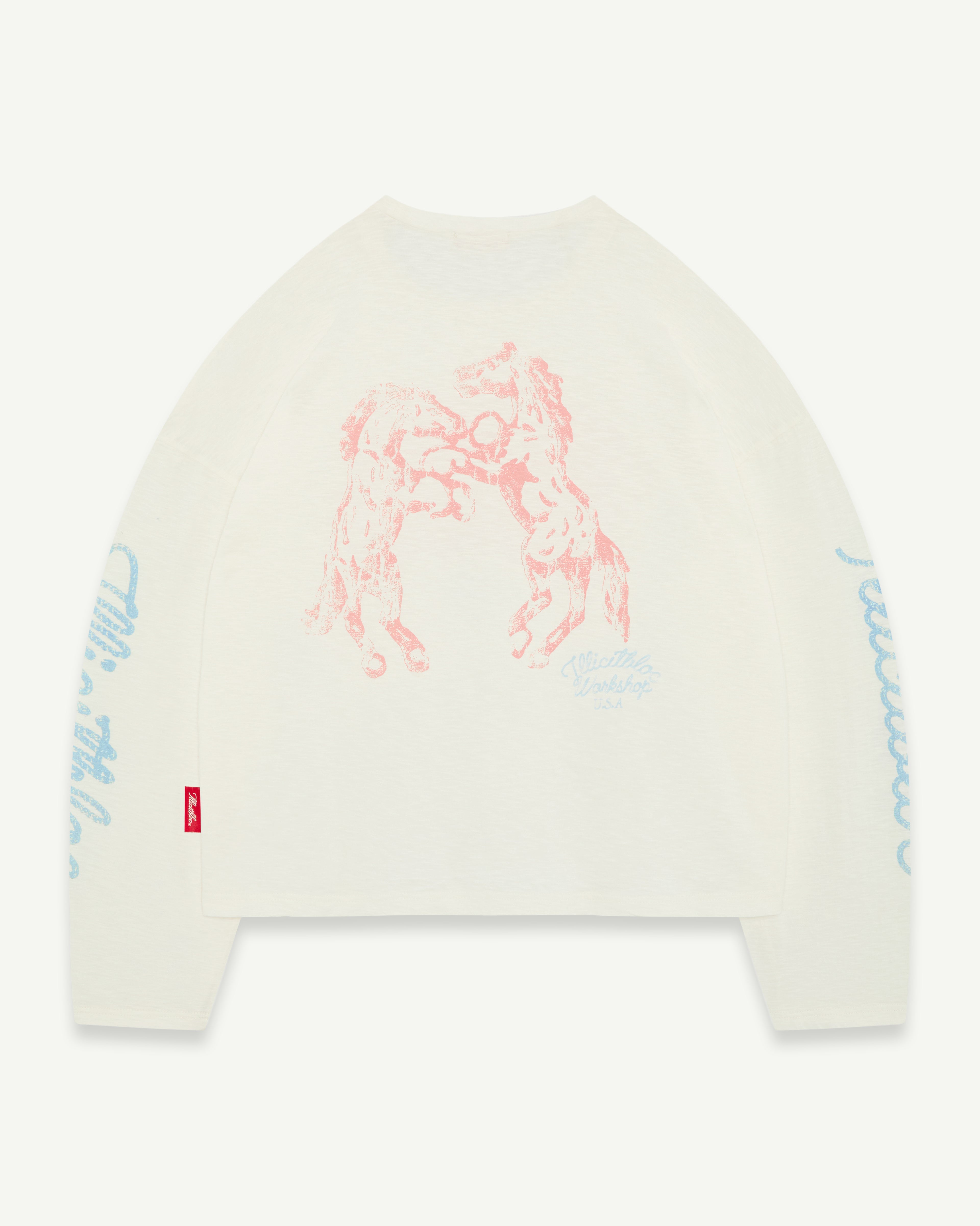 STALLIONS SLUB LONG SLEEVE T-SHIRT - VINTAGE WHITE