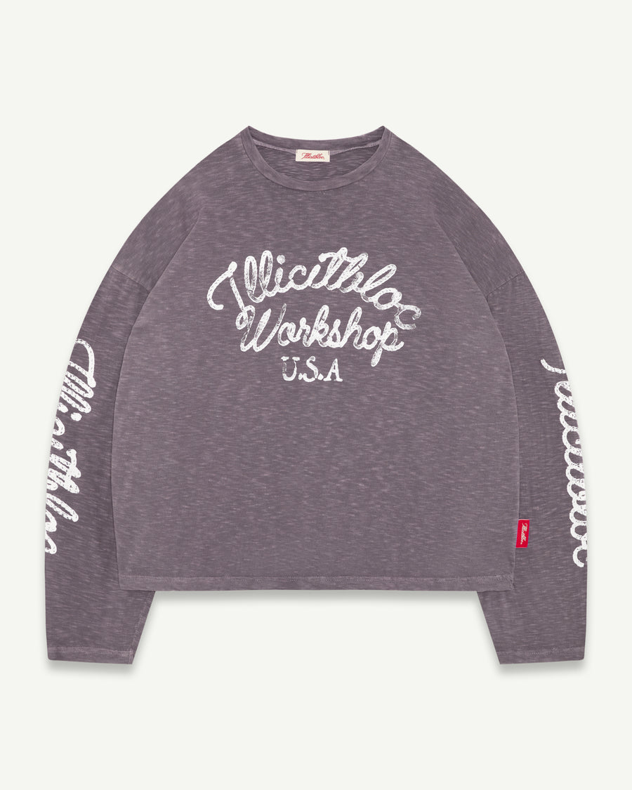 STALLIONS SLUB LONG SLEEVE T-SHIRT - SLATE