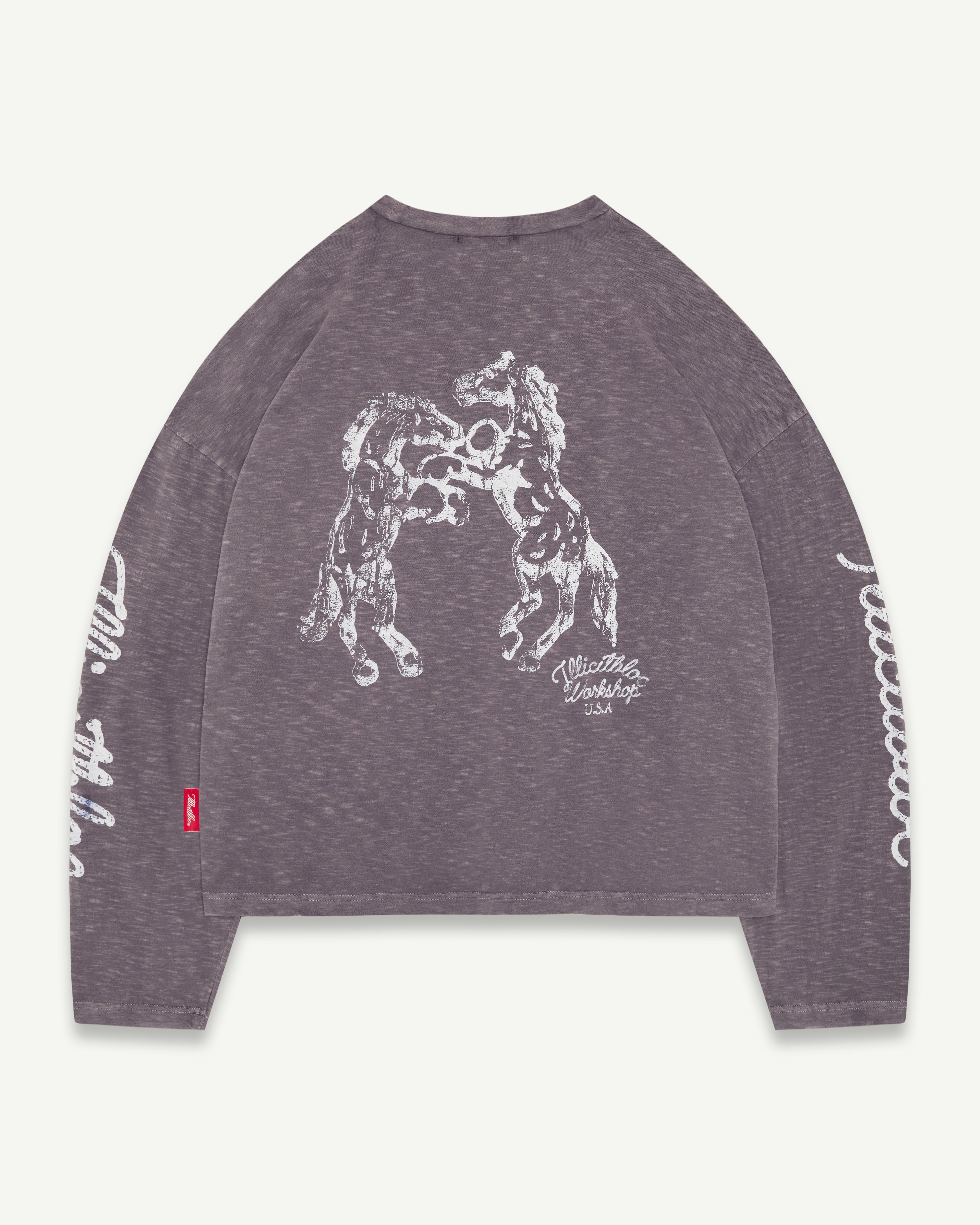 STALLIONS SLUB LONG SLEEVE T-SHIRT - SLATE