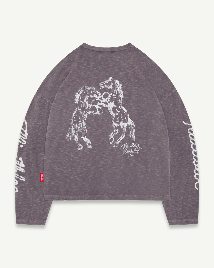 STALLIONS SLUB LONG SLEEVE T-SHIRT - SLATE