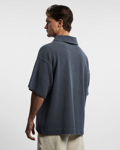 SHORT SLEEVE DRILL TOP - WASHED NAVY