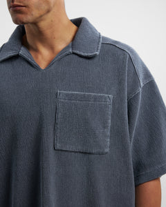 SHORT SLEEVE DRILL TOP - WASHED NAVY