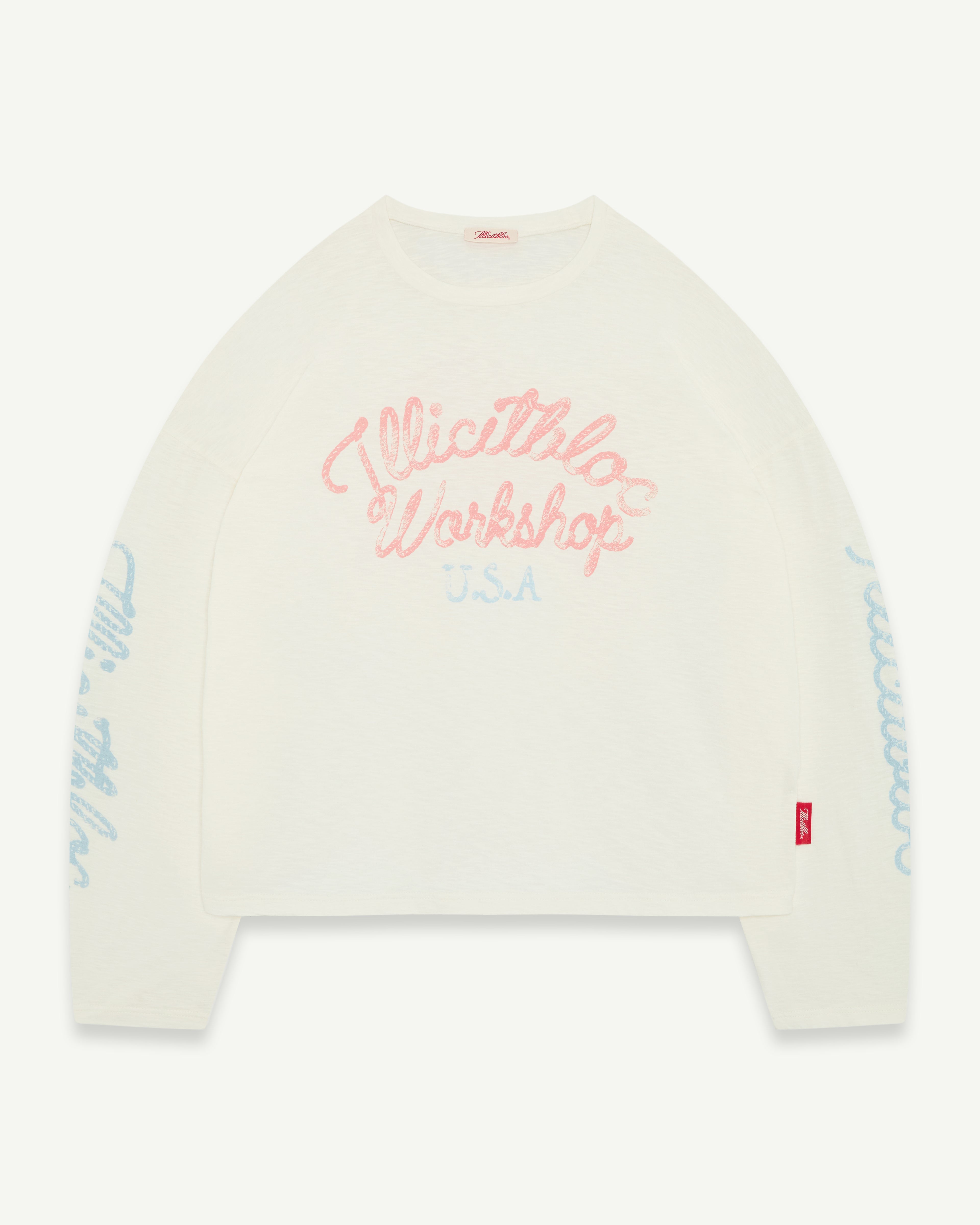 STALLIONS SLUB LONG SLEEVE T-SHIRT - VINTAGE WHITE