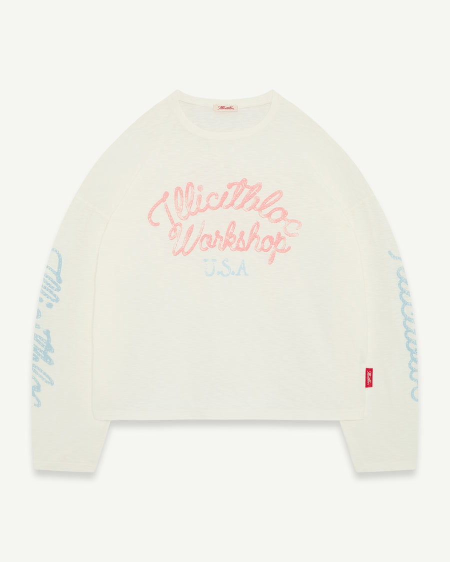STALLIONS SLUB LONG SLEEVE T-SHIRT - VINTAGE WHITE
