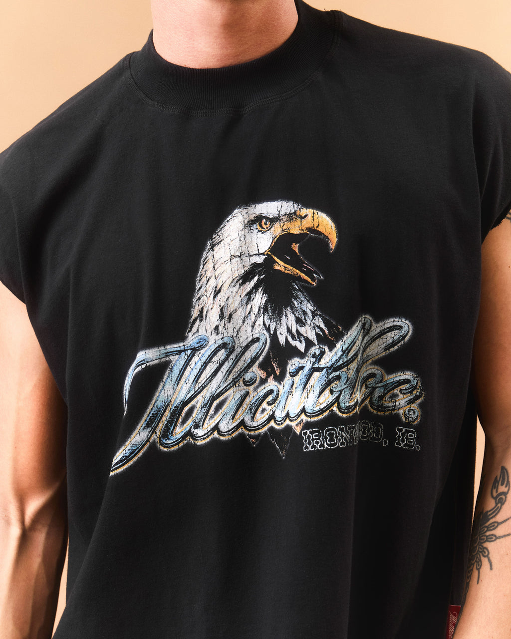CHROME FEATHERKNIT™ RAW HEM TANK - VINTAGE BLACK