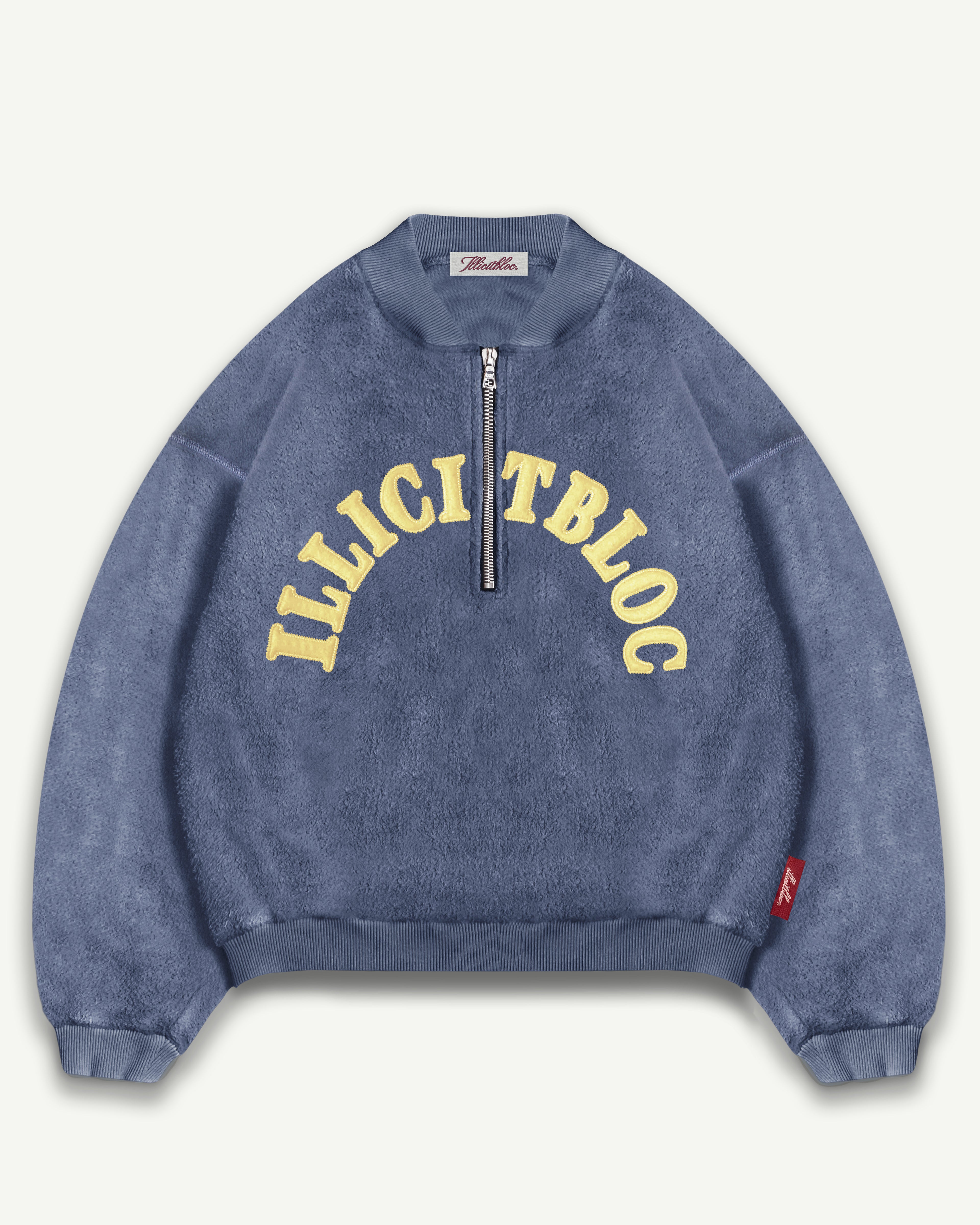 Reverse Spellout 1/4 Zip - Washed Navy